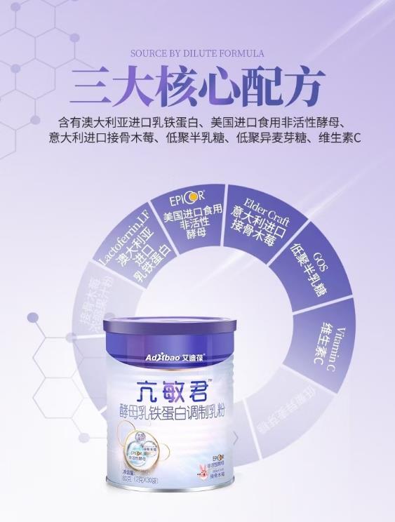亢敏君酵母乳鐵蛋白依托獨(dú)家專利配方,助力敏感體質(zhì)寶寶健康成長