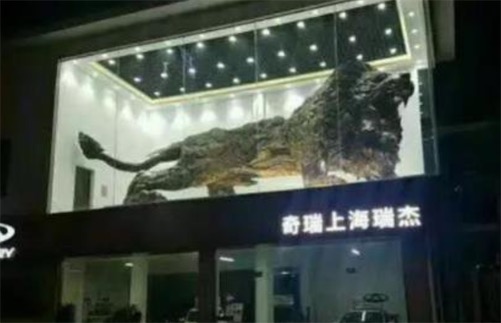 中國最大的木雕獅子 重達39噸 落戶于4S店二樓