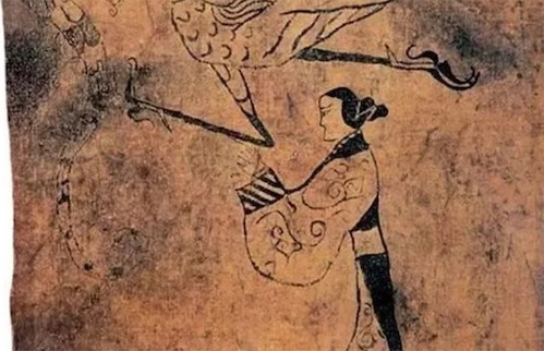 中國(guó)最早的帛畫(huà) 戰(zhàn)國(guó)時(shí)期的《人物龍鳳圖》