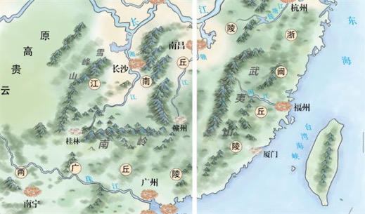 中國最大的丘陵區(qū) 東南丘陵地區(qū)面積約100萬平方千米
