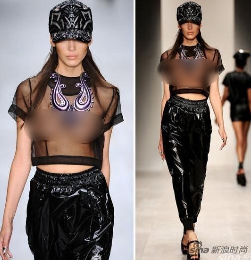 時(shí)裝周男女模特露肉裝-KTZ秀場(chǎng):徹底的黑紗透視