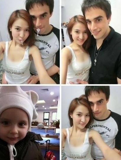 郭美美曬與外籍男友合照。郭美美微博傳豎中指照,聲稱“不好欺負(fù)”要讓某些人沒臉活,網(wǎng)友評顫抖吧干爹們。