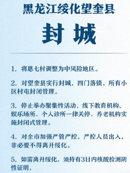 黑龍江望奎縣封城了嗎?望奎縣封城到什么時(shí)候