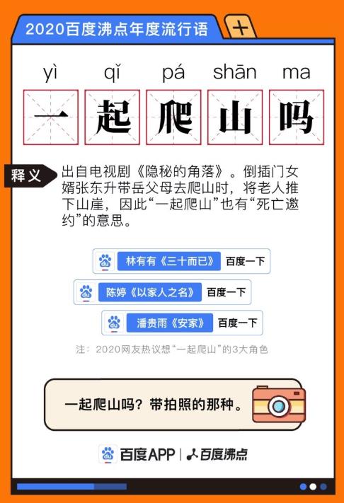 2020百度沸點(diǎn)年度流行語,“集美”、“一起爬山嗎”成為大眾口頭禪