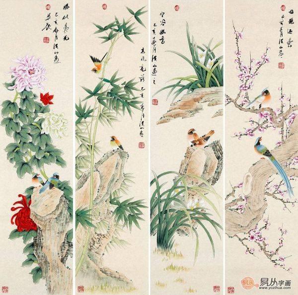 客廳里掛什么畫好,張洪山國畫花鳥畫掛家好看極了