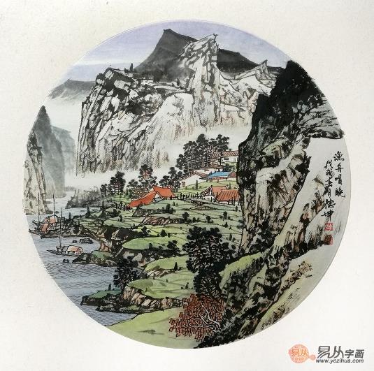 扇面國畫丨電視臺專訪畫家林德坤寫意山水畫欣賞