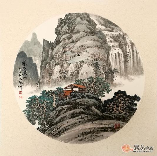 扇面國畫丨電視臺專訪畫家林德坤寫意山水畫欣賞