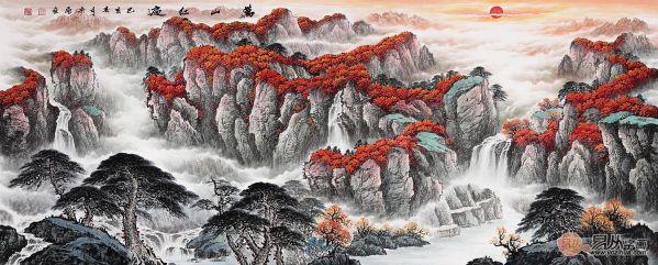 沙發(fā)背景墻裝飾畫山水畫體現(xiàn)主人心懷和格局