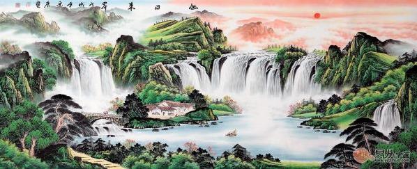 沙發(fā)背景墻裝飾畫山水畫體現(xiàn)主人心懷和格局