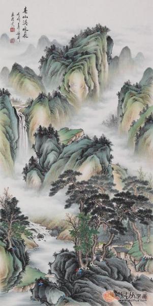 玄關墻裝飾畫一幅山水畫讓整個墻面格外有生機