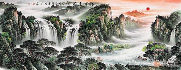 家居沙發(fā)背景墻裝飾畫 山水畫讓墻壁不再空白單調(diào)