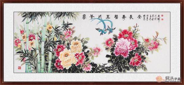 沙發(fā)背景墻裝飾掛花鳥畫,古稀高齡畫家石開作品精選