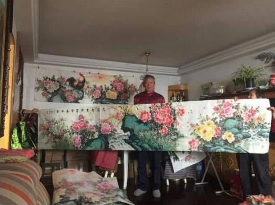 沙發(fā)背景墻裝飾掛花鳥畫,古稀高齡畫家石開作品精選
