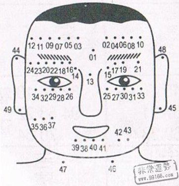 痣相圖解大全，男人痣相圖解，男人面部痣相圖解